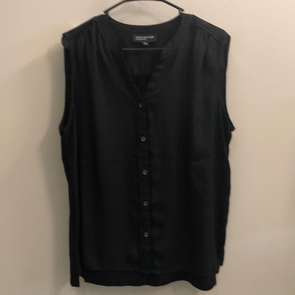 Sleeveless black blouse